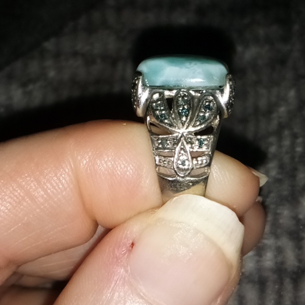 Larimar & Sterling Silver Ring Sz 7 - Picture 3 of 3